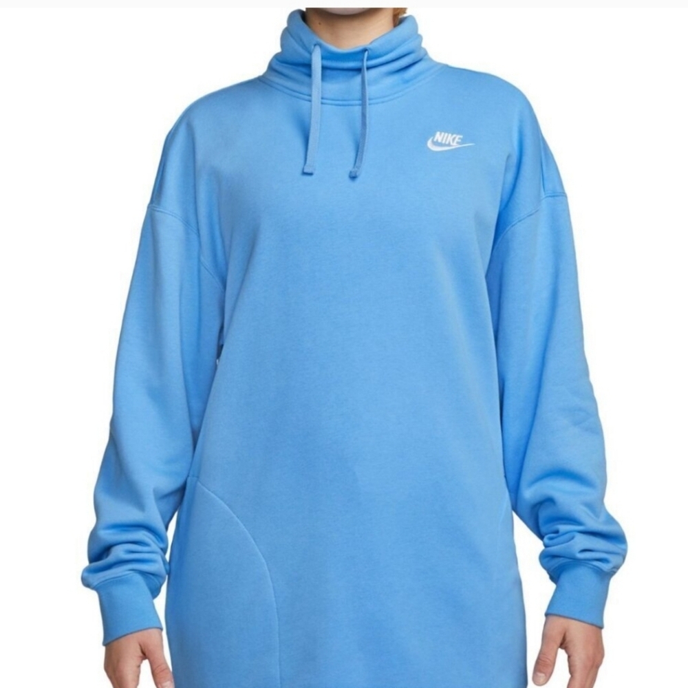NWOT Nike Women's Blue Sportswear Club Fleece Over Sized Mock Neck Sweatshirt 💙